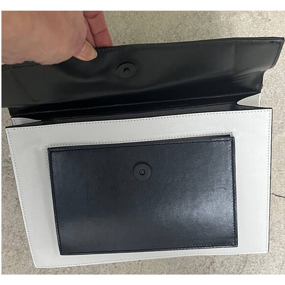 Atribut Handcrafted Black & White Leather Bag Detachable Strap / Spiral Top NEW - Picture 9 of 16